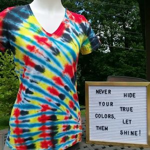 Tie Dyed Ladies VNeck T Shirt